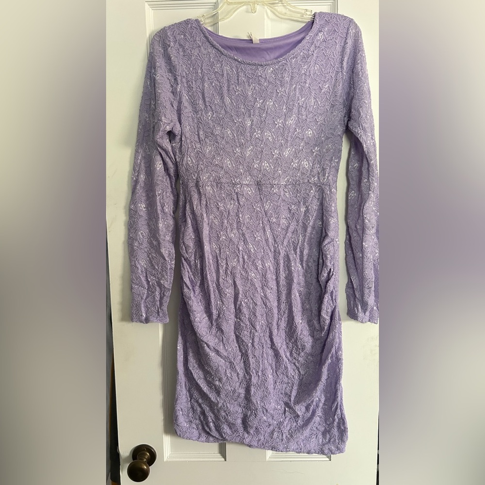 Pinkblush Maternity Purple Sheath Dress with Long Sleeves